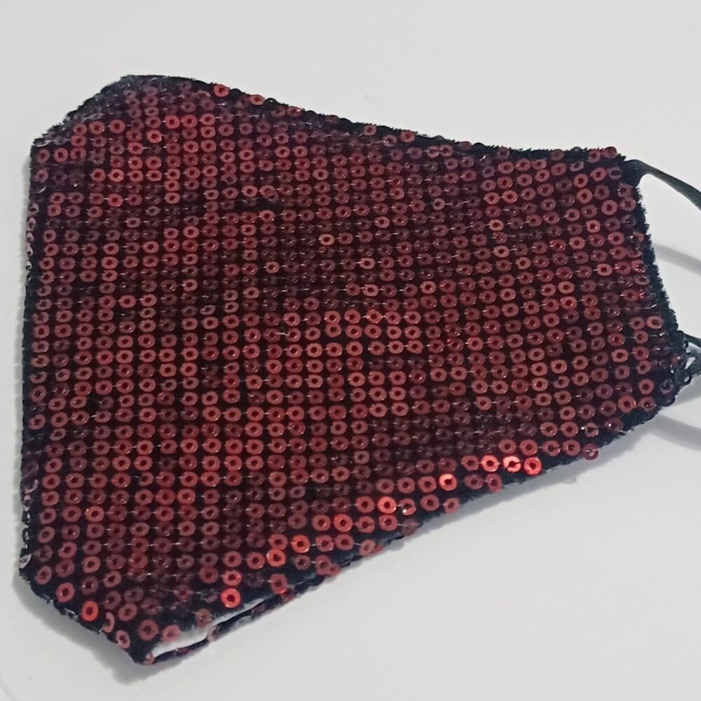 Sequin Reusable Face Mask,Red Non-Medical